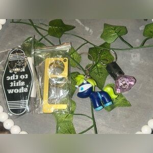 Colorful Keychain Set with Heart and No-Touch Tool